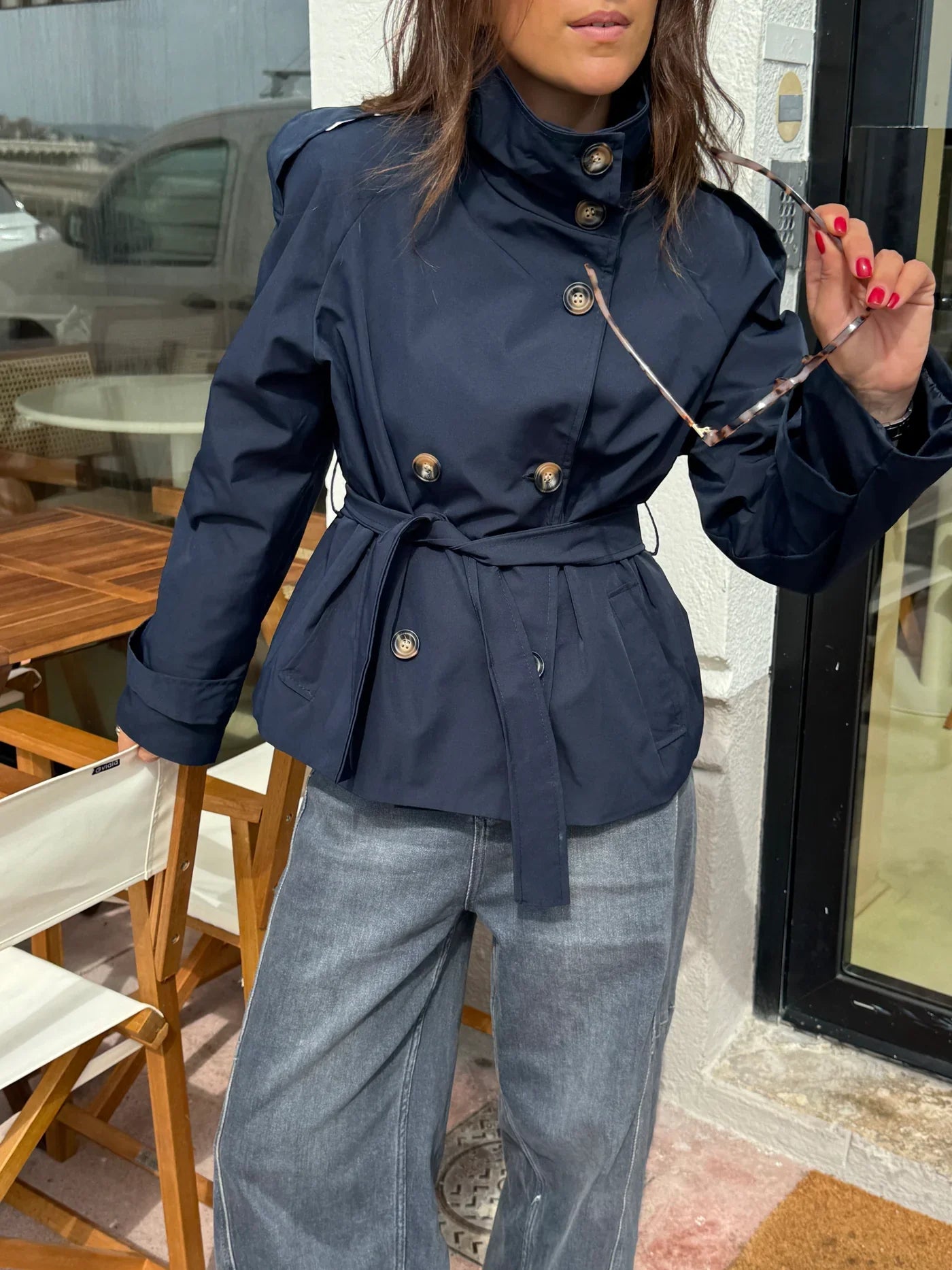 Alden Trench Coat - Navy Blue – MAISON ELLE AMSTERDAM