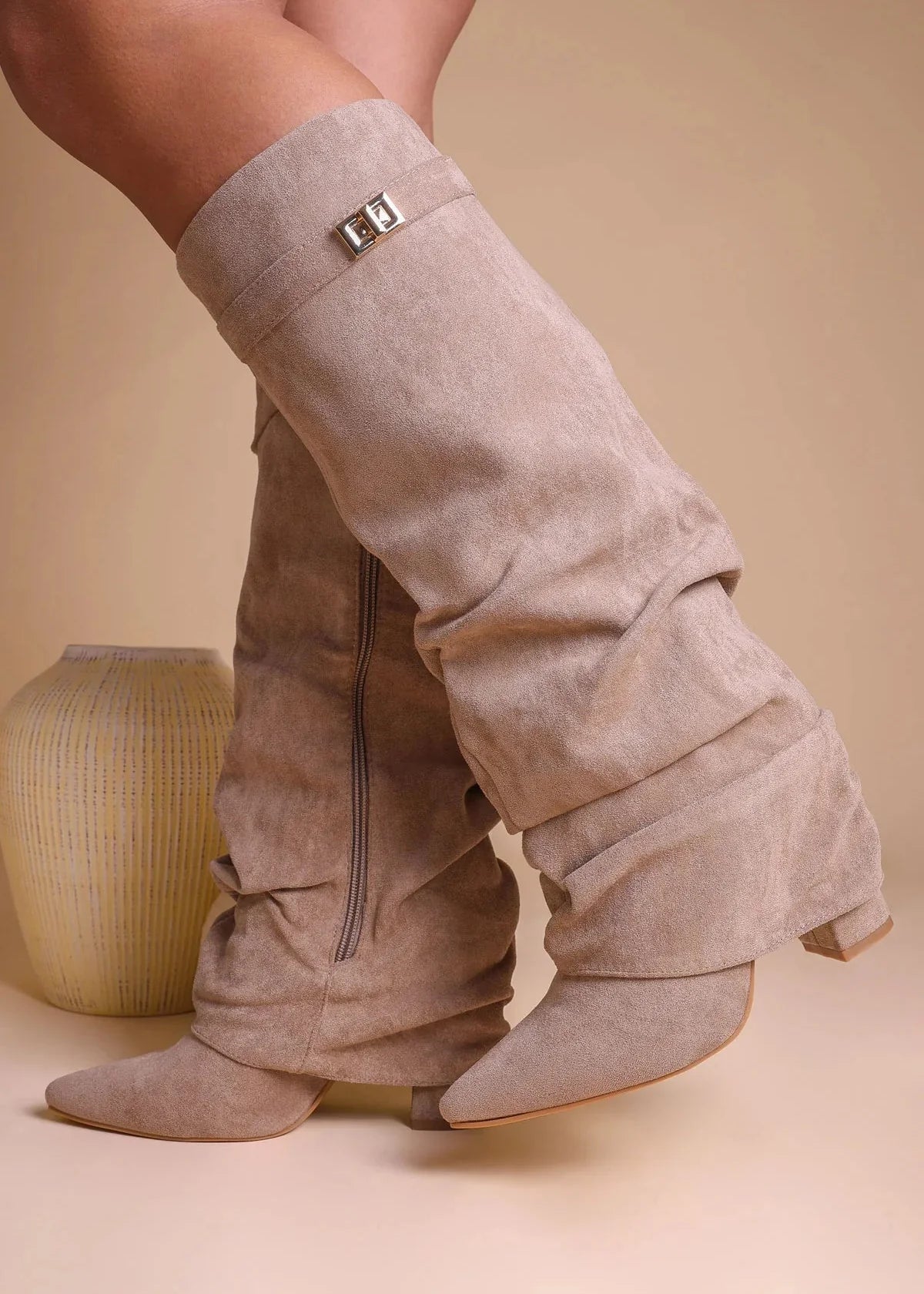 Lavista Slouchy Suede knee high boots - Beige