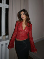 Valentina Lace Top - Red