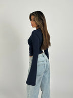 Maya Long Sleeve Lace Top - Navy Blue