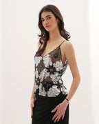 Venecia Embellished Top - Silver