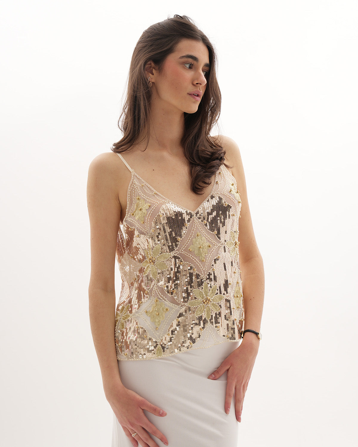 Venecia Embellished Top - Gold