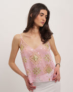 Venecia Embellished Top - Baby Pink