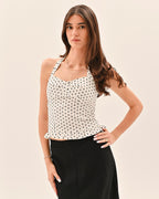 Athena Polka Dot Top - White