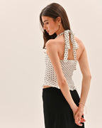 Athena Polka Dot Top - White