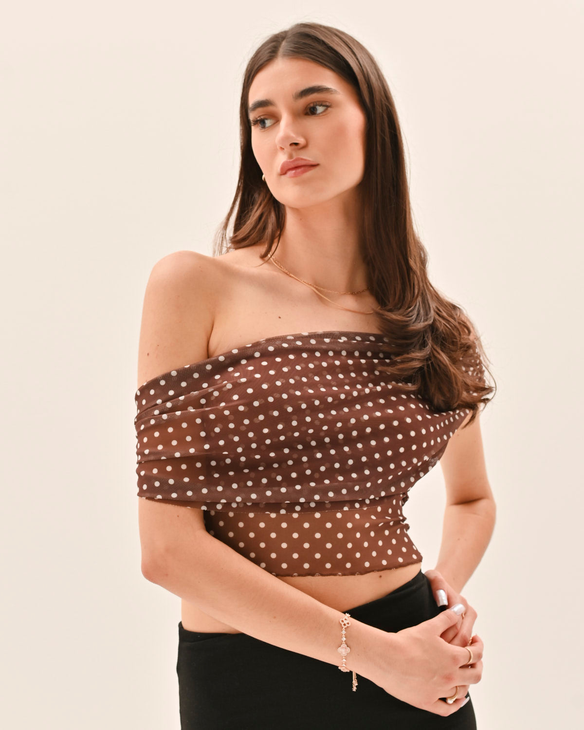 Allura Polka Dot Top - Brown