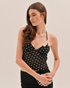 Vianna Polka Dot Top - Black