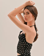 Vianna Polka Dot Top - Black