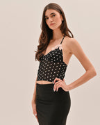Vianna Polka Dot Top - Black