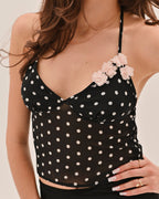 Vianna Polka Dot Top - Black