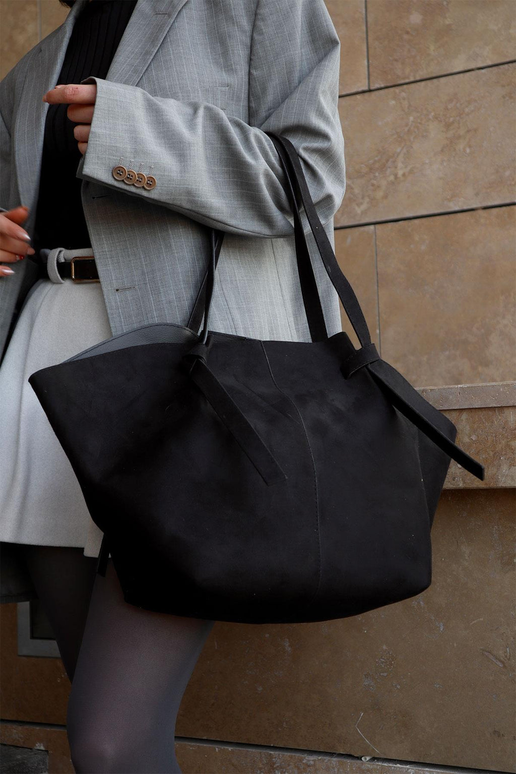 Ava Knot Suede Bag